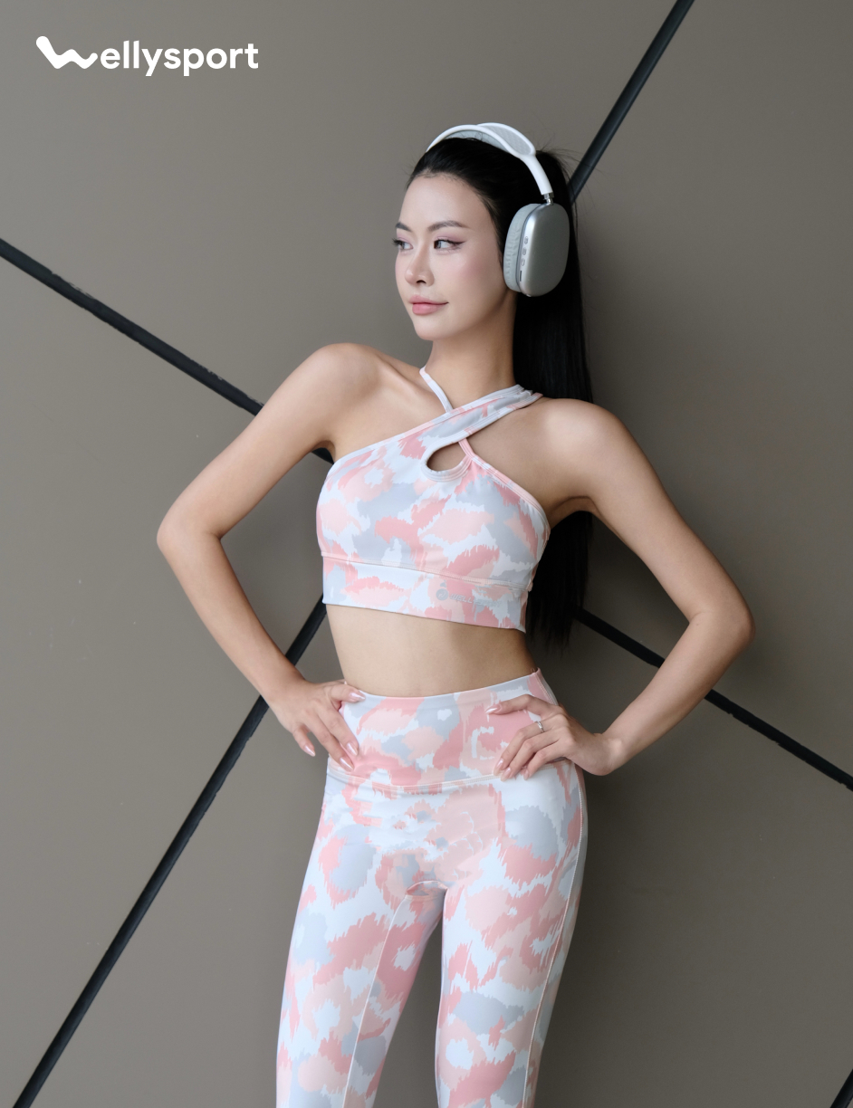 Set Đồ Tập Yoga, Gym Nữ, Màu Loang Cam, Welly Sport, Mã BTLC