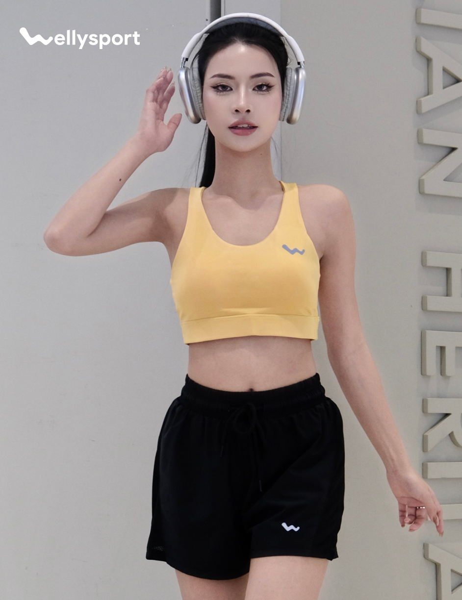 Quần Short Nữ Thể Thao Tập Gym, Chạy Bộ, Màu Đen New, Welly Sport, Mã QSND