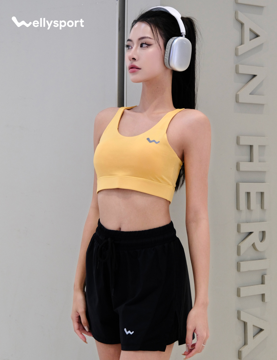 Quần Short Nữ Thể Thao Tập Gym, Chạy Bộ, Màu Đen New, Welly Sport, Mã QSND