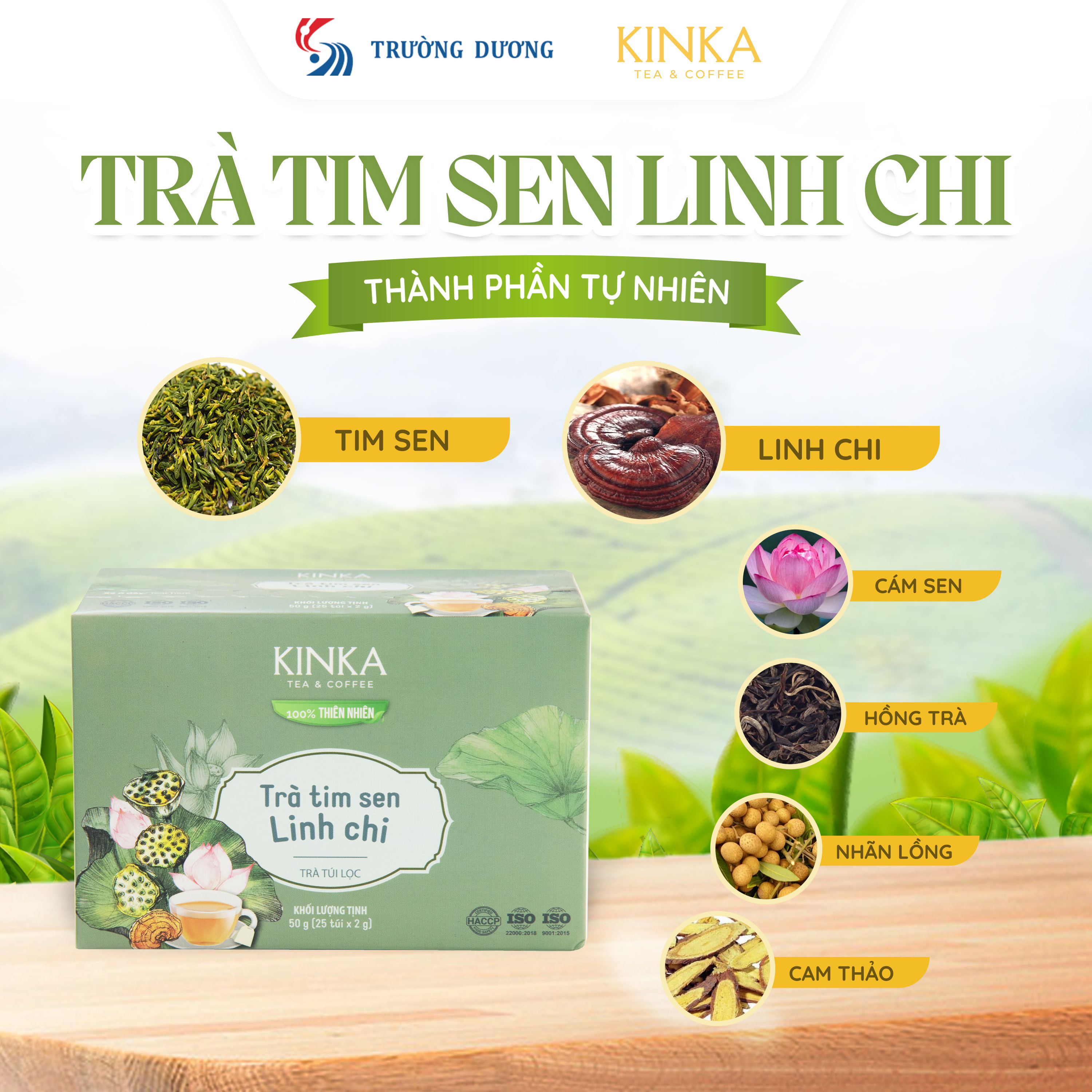 Trà Tim Sen Linh Chi 50g (25 gói x 2g)