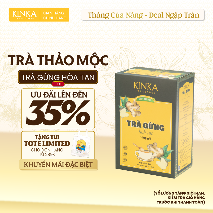 Trà gừng hoà tan 100g (10 gói x 10g)