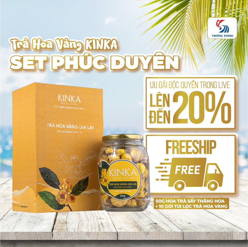 Hoa Trà Hoa Vàng Gia Lai - Set Trà Phúc Duyên KINKA | Tinh hoa Hàng Việt OCOP