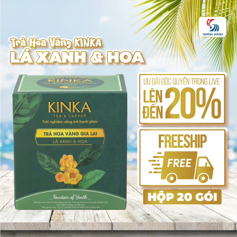 FOUNTAIN OF YOUTH | Trà Hoa Vàng Gia Lai - Lá Xanh & Hoa 40g (20 gói x 2g)