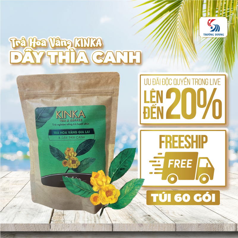 DIABETEA | Trà Hoa Vàng Gia Lai & Dây Thìa Canh 120g (60 gói x 2g)| Túi tiết kiệm