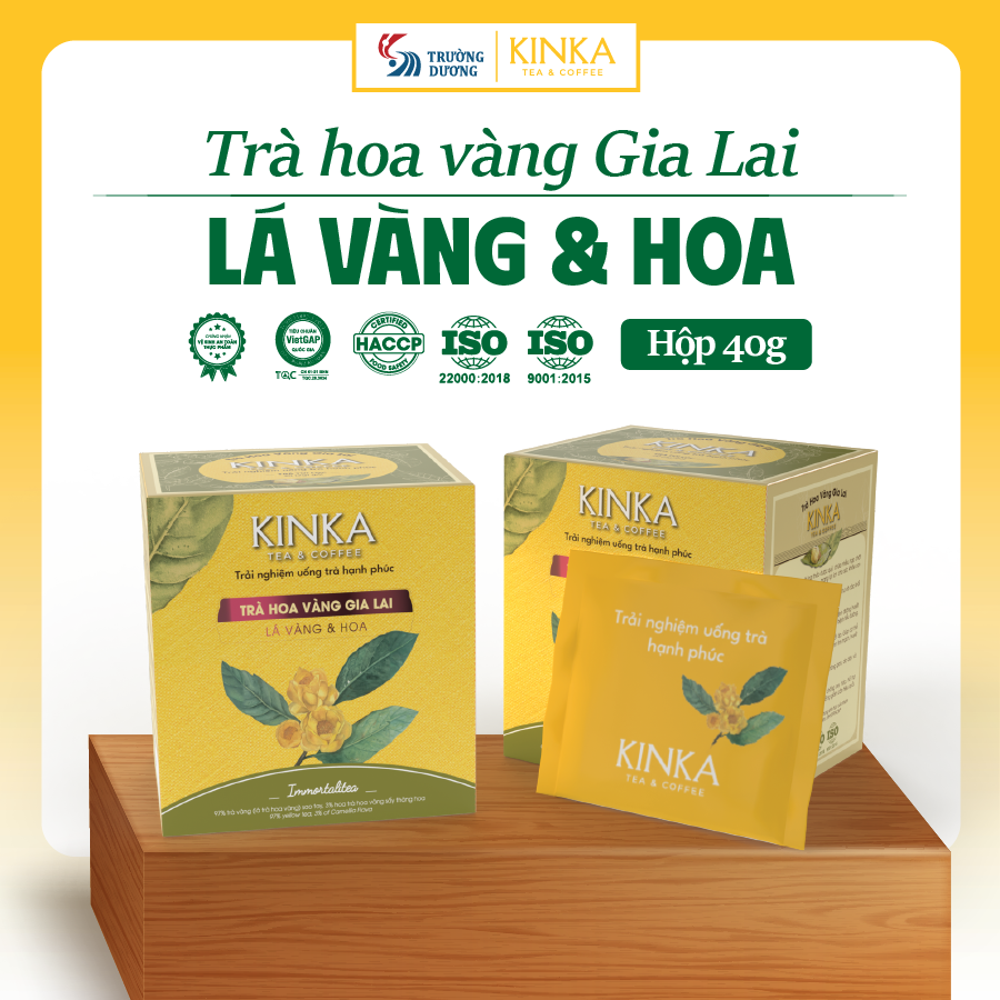 IMMORTALITEA | Trà Hoa Vàng Gia Lai - Lá Vàng & Hoa 40g (20 gói x 2g)