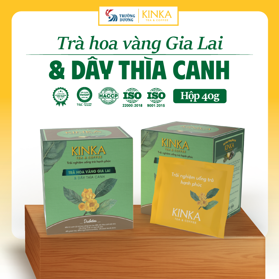DIABETEA | Trà Hoa Vàng Gia Lai & Dây Thìa Canh 40g (20 gói x 2g)