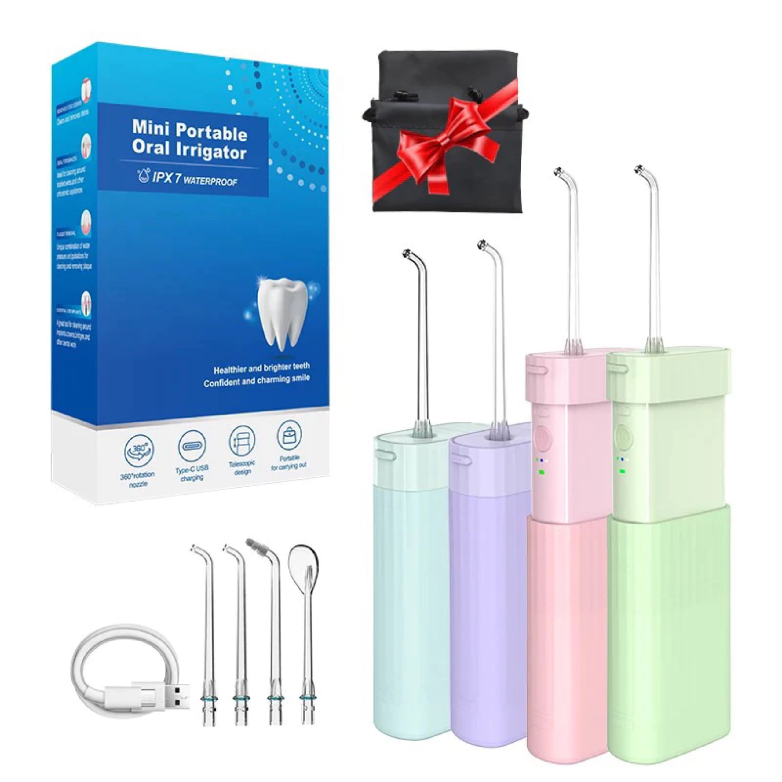 Máy tăm nước nhỏ gọn công suất mạnh mẽ TEKKIN TI-125 bảo hành 12 tháng vệ sinh răng sạch sẽ