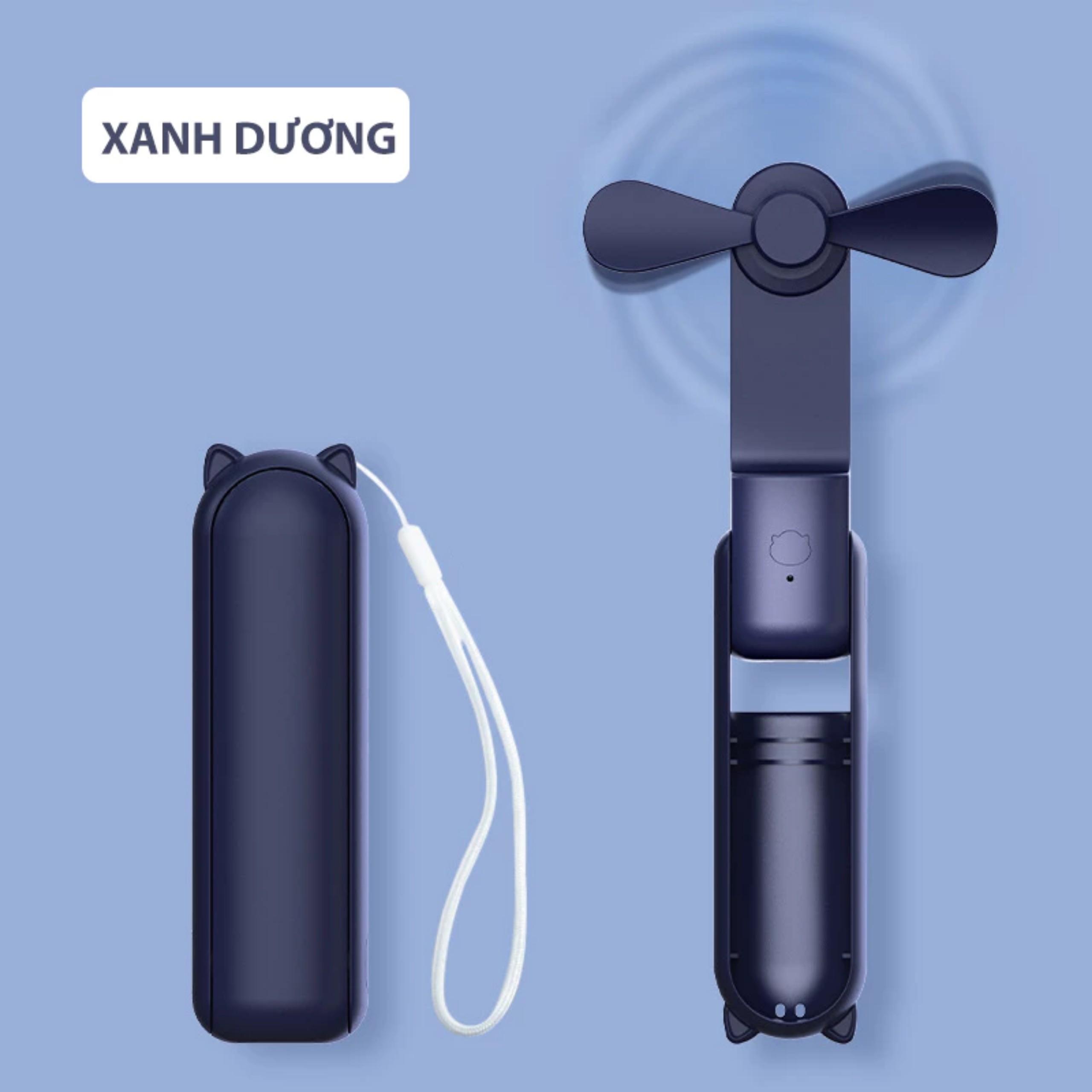 Quạt mini cầm tay TEKKIN TI-218 pin 2000mah 3 tốc độ gió kiêm dự phòng, gập gọn bỏ túi
