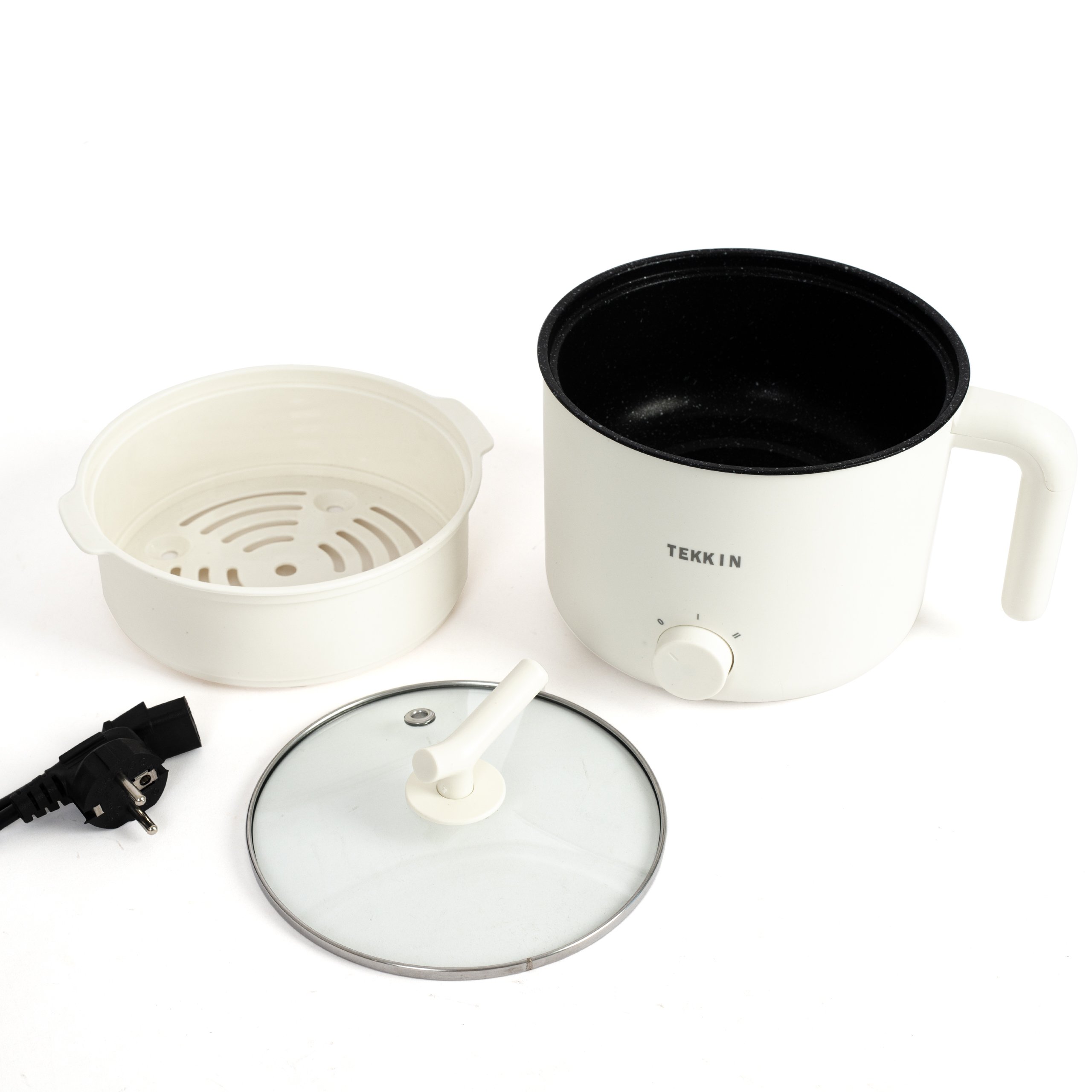 Nồi Lẩu Điện Mini Đa Năng 2 Tầng TEKKIN TI-20A 1.6L Lòng Nồi Chống Dính Lẩu Chiên Xào Bảo Hành 12 Tháng