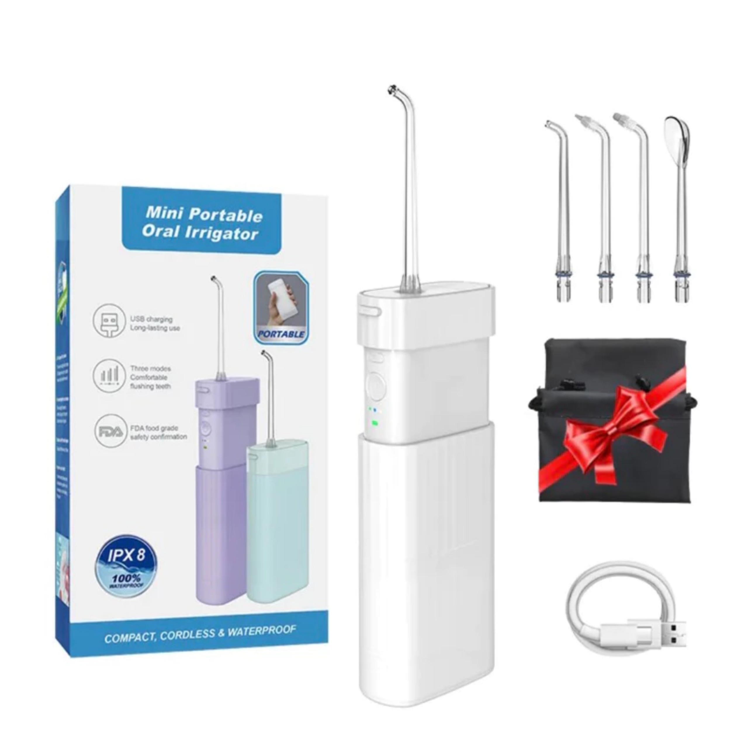 Máy tăm nước nhỏ gọn công suất mạnh mẽ TEKKIN TI-125 bảo hành 12 tháng vệ sinh răng sạch sẽ