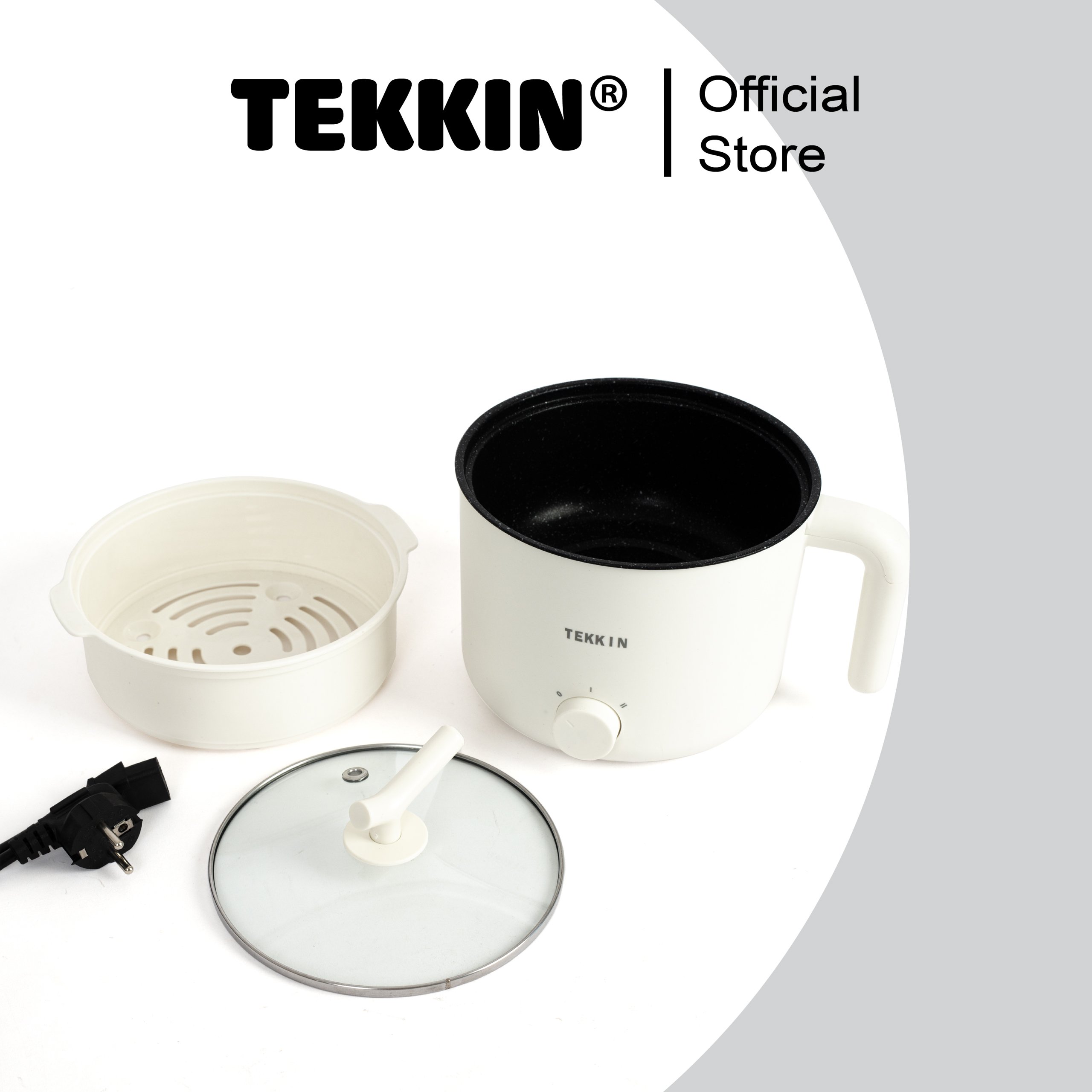 Nồi Lẩu Điện Mini Đa Năng 2 Tầng TEKKIN TI-20A 1.6L Lòng Nồi Chống Dính Lẩu Chiên Xào Bảo Hành 12 Tháng