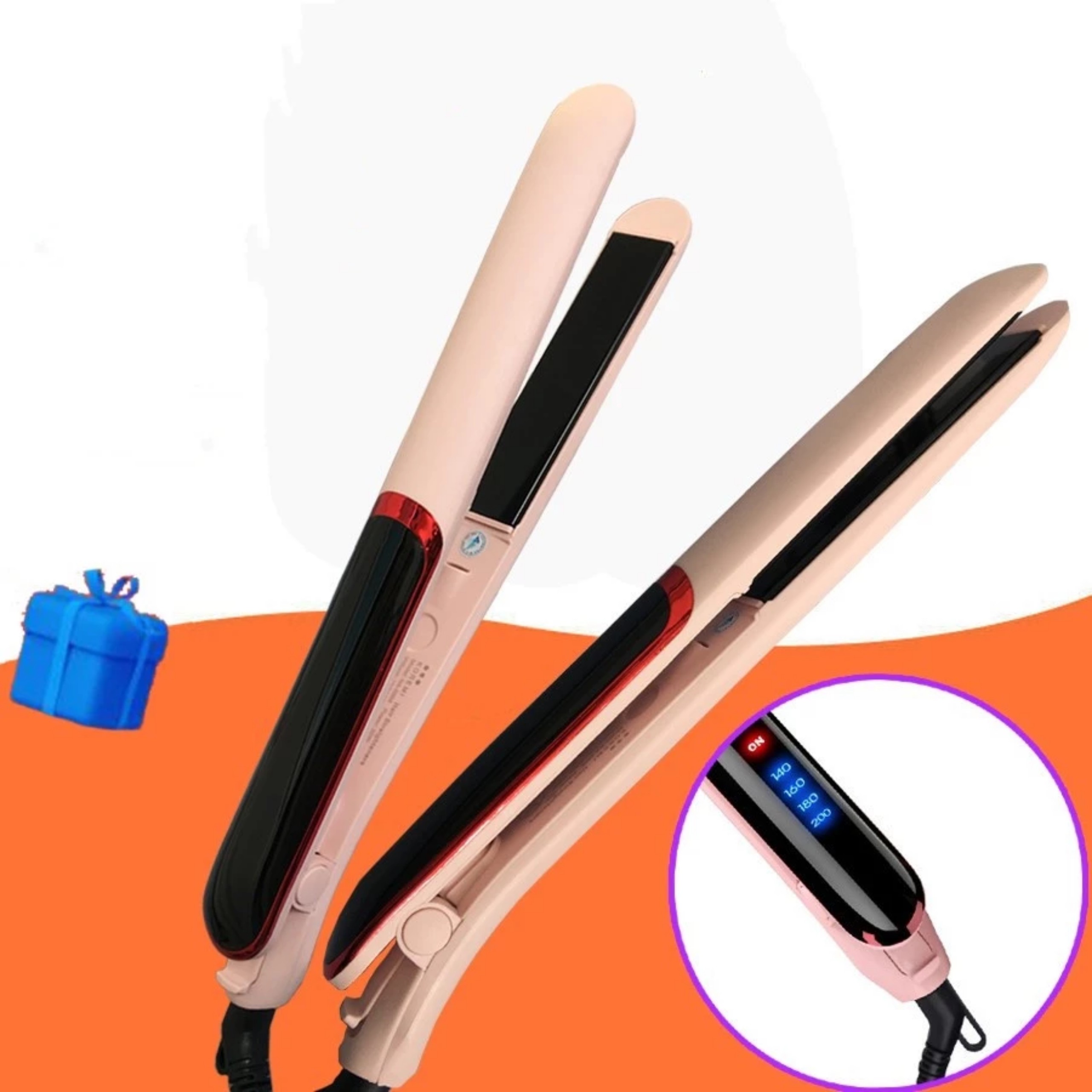 Máy ép duỗi tóc, uốn xoăn tóc cao cấp 3 trong 1 , Chất liệu gốm ngăn ngừa hư tổn tóc