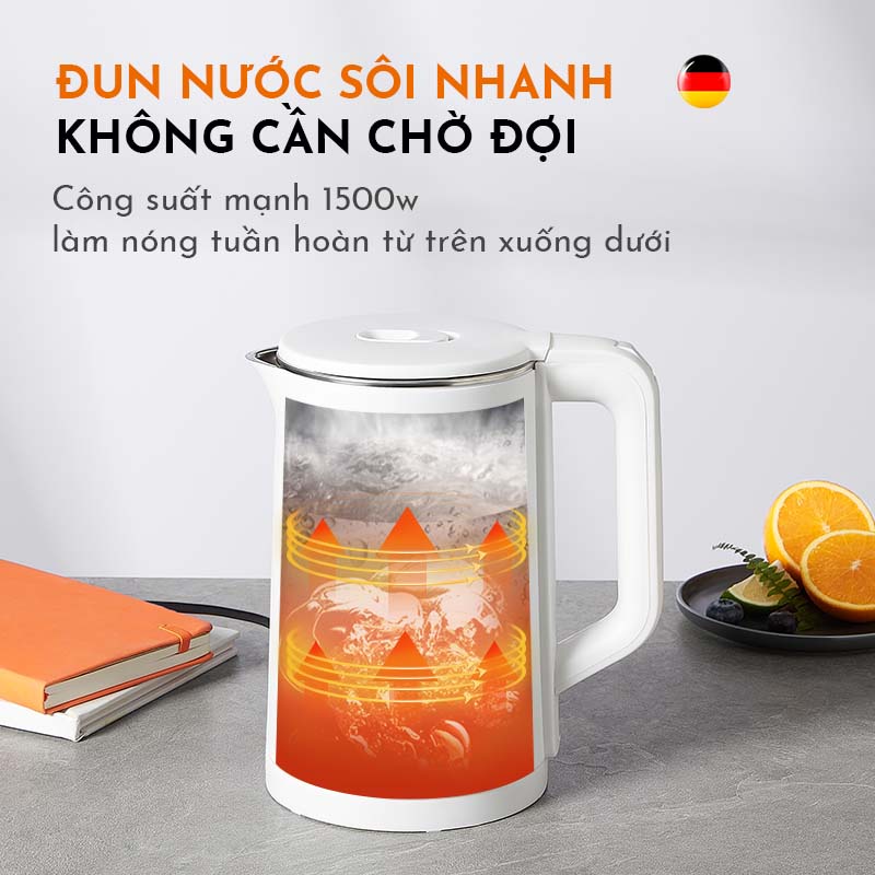 Bình đun siêu tốc TEKKIN 1.8L công suất 1500W bảo hành 12 tháng