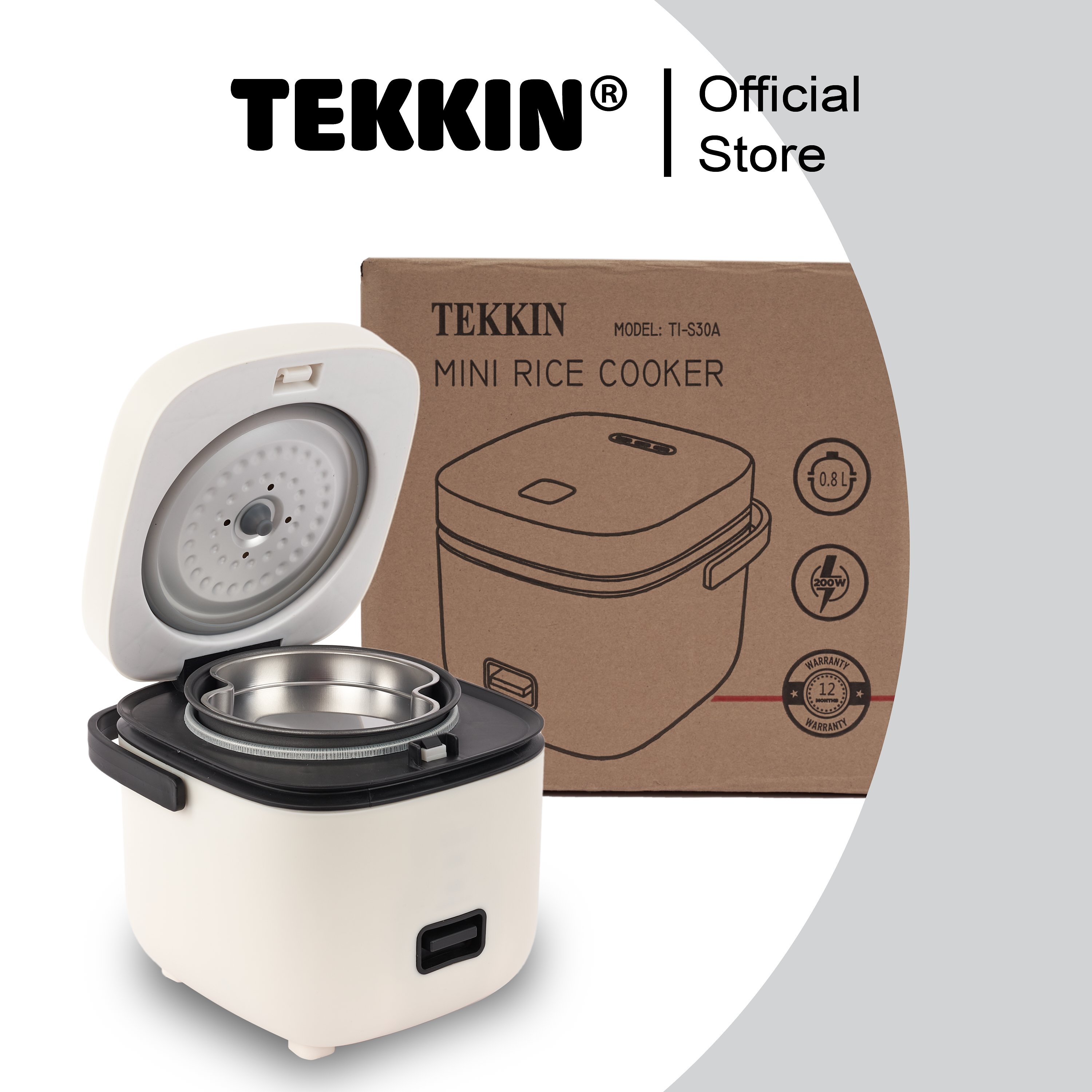 Nồi cơm điện TEKKIN TI-S30A dành cho 2 người ăn - Hàng chính hãng bh 12 tháng