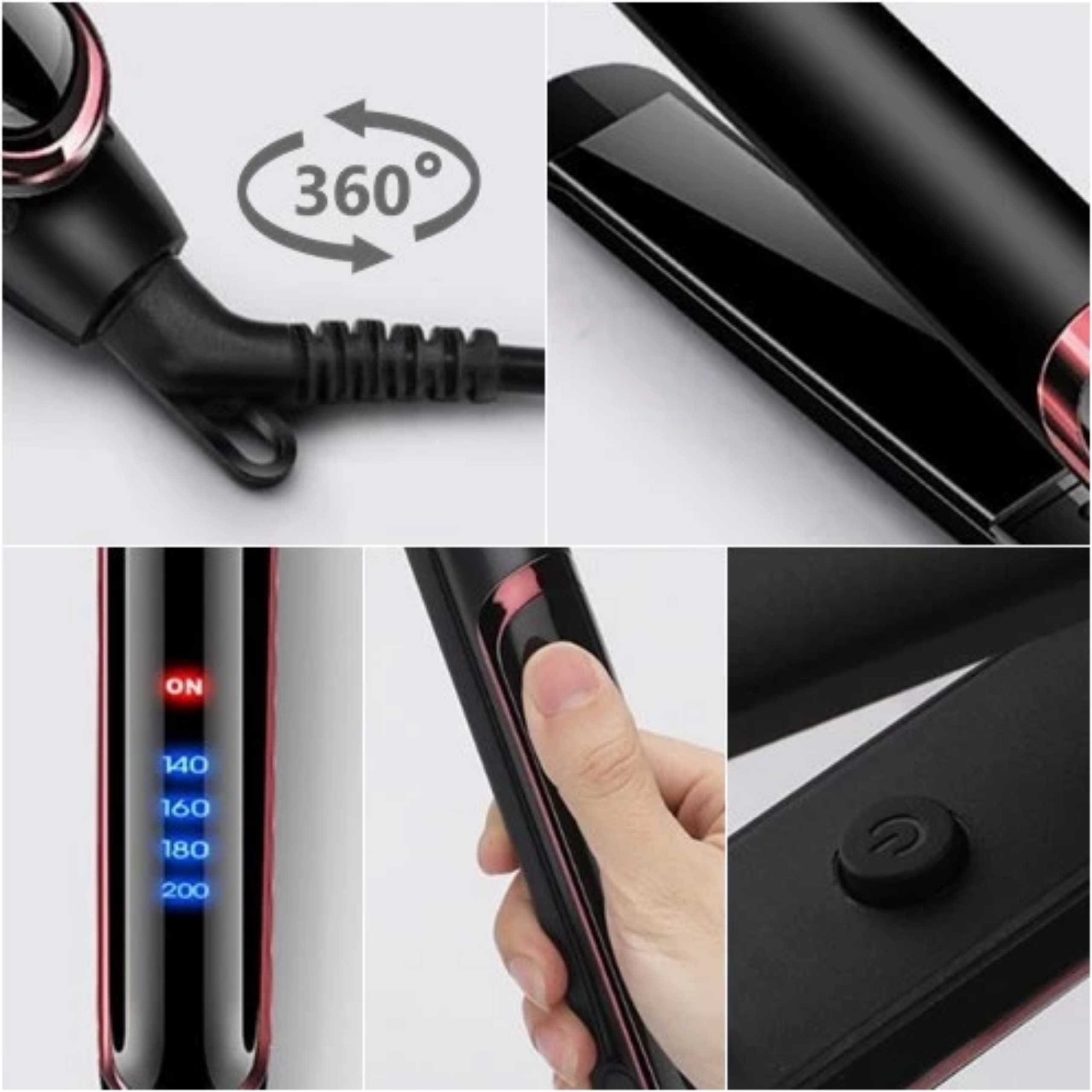 Máy ép duỗi tóc, uốn xoăn tóc cao cấp 3 trong 1 , Chất liệu gốm ngăn ngừa hư tổn tóc