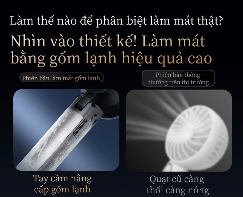 Quạt Điện Mini Cầm Tay Sò Lạnh Thân Quạt Làm Lạnh Lòng Bàn Tay TEKKIN F568 pin 4500mah dùng 10h LCD hiển thị pin