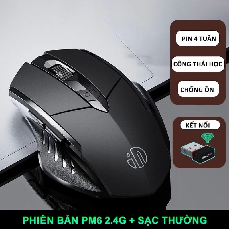 ￼Chuột gaming không dây sạc pin TEKKIN INPHIC PM6 cho game thủ chơi game chuyên nghiệp kết nối Wireless 2.4G