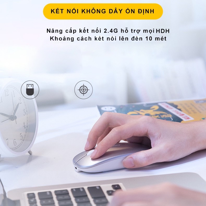 ￼Chuột Bluetooth không dây tự sạc pin TEKKIN INPHIC M1P ko tiếng click sạc 1 lần dùng 8 tuần cho máy tính