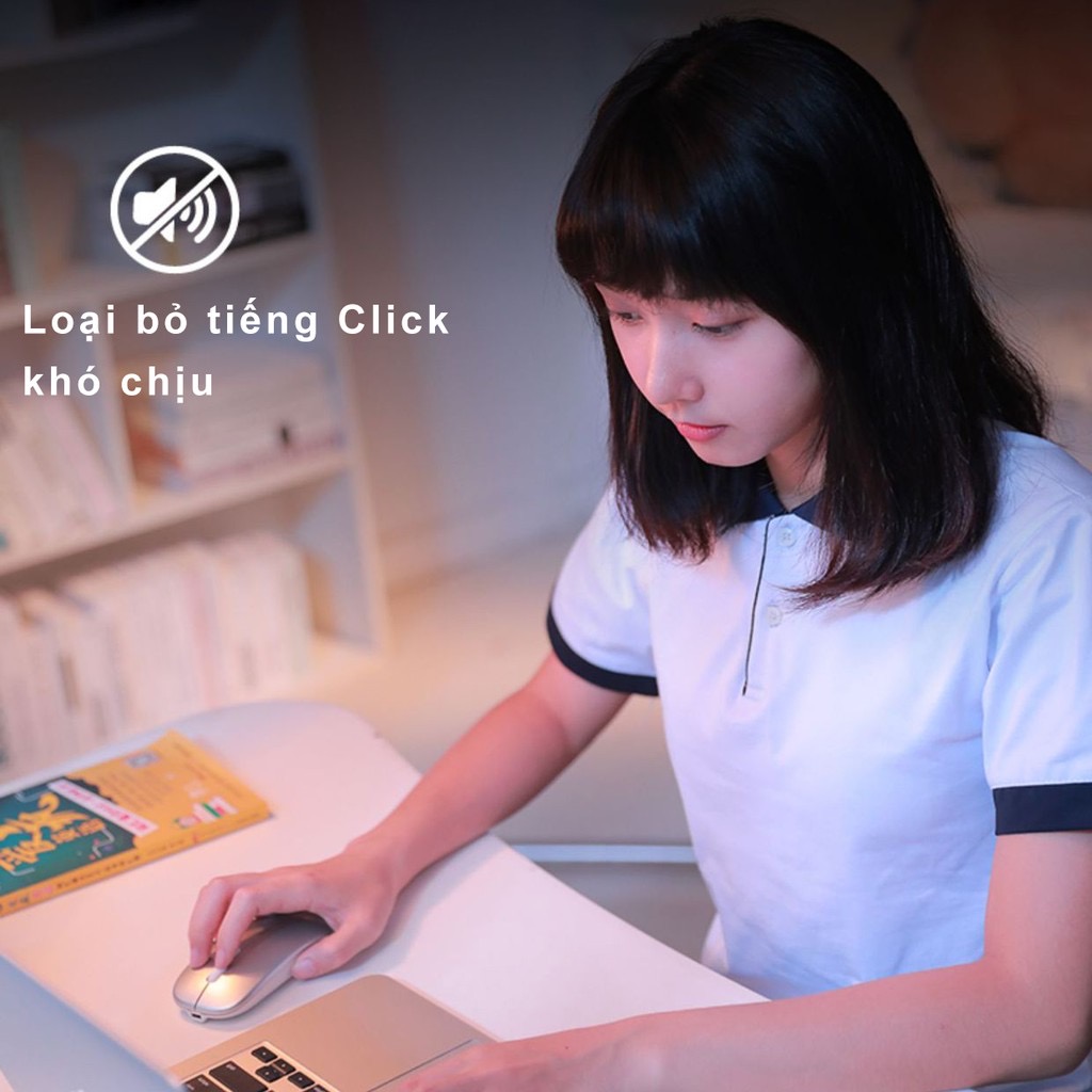￼Chuột Bluetooth không dây tự sạc pin TEKKIN INPHIC M1P ko tiếng click sạc 1 lần dùng 8 tuần cho máy tính