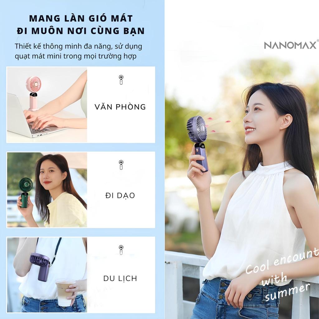 ￼Quạt mini cầm tay TEKKIN pin khủng 10000 mah, quạt tích điện gấp gọn 5 cấp độ gió linh hoạt