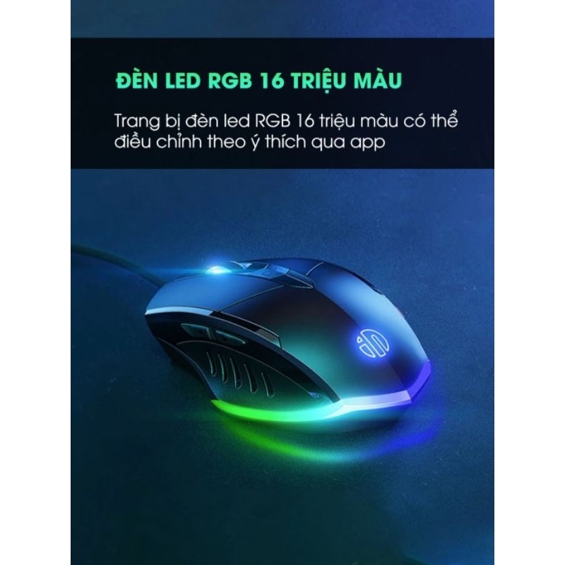 Chuột máy tính gaming TEKKIN W1 PRO 7200 DPI bản có dây tắt âm silent Led RGB - Chính hãng