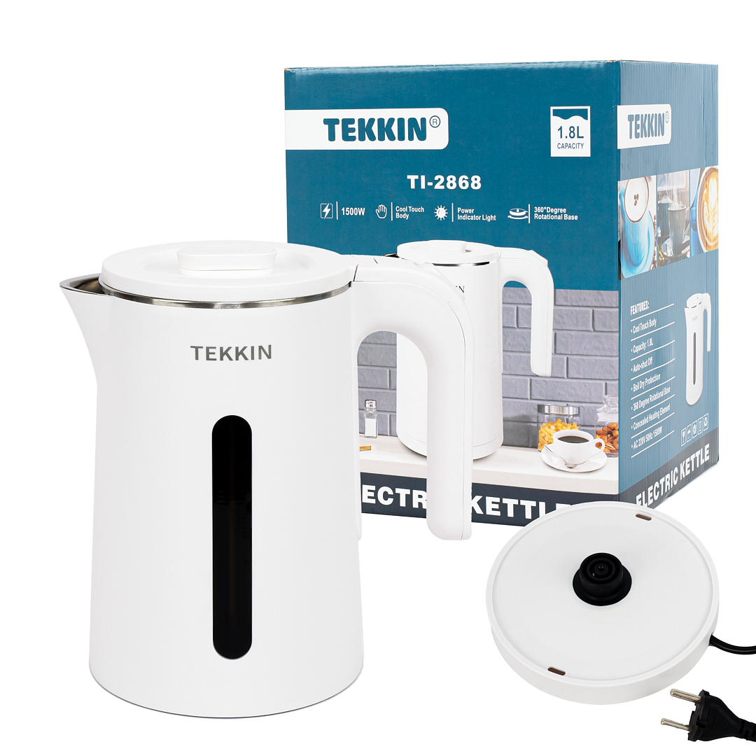 Ấm Siêu Tốc Tự Ngắt INOX 304 Cao Cấp TEKKIN TI-2868 2 Lớp Cách Nhiệt Dung Tích Lớn 2.3L (dung tích sử dụng 1.8L)