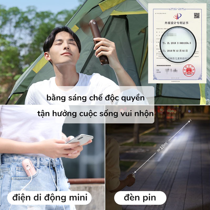 Quạt cầm tay mini TEKKIN TI-215 kiêm sạc dự phòng đèn pin 2000mAh 3 IN 1