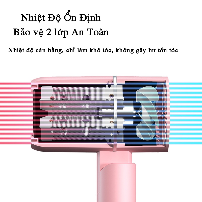 Máy sấy tóc mini TEKKIN TI-105 gấp gọn tạo kiểu tóc chuyên nghiệp công suất lớn 1000w