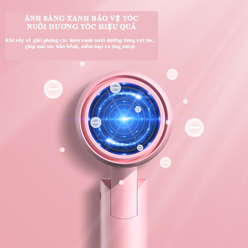 Máy sấy tóc mini TEKKIN TI-105 gấp gọn tạo kiểu tóc chuyên nghiệp công suất lớn 1000w