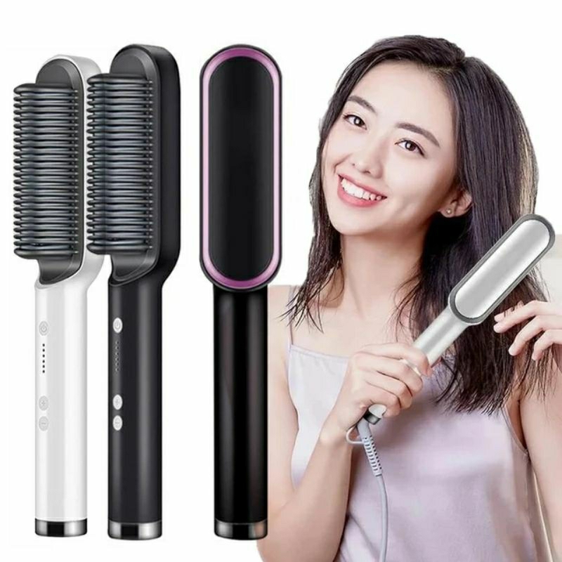 Lược điện chải tóc TEKKIN TI-158 tạo kiểu uốn thẳng 3 in 1 đa năng cao cấp chuyên nghiệp dành cho salon 6 mức nhiệt