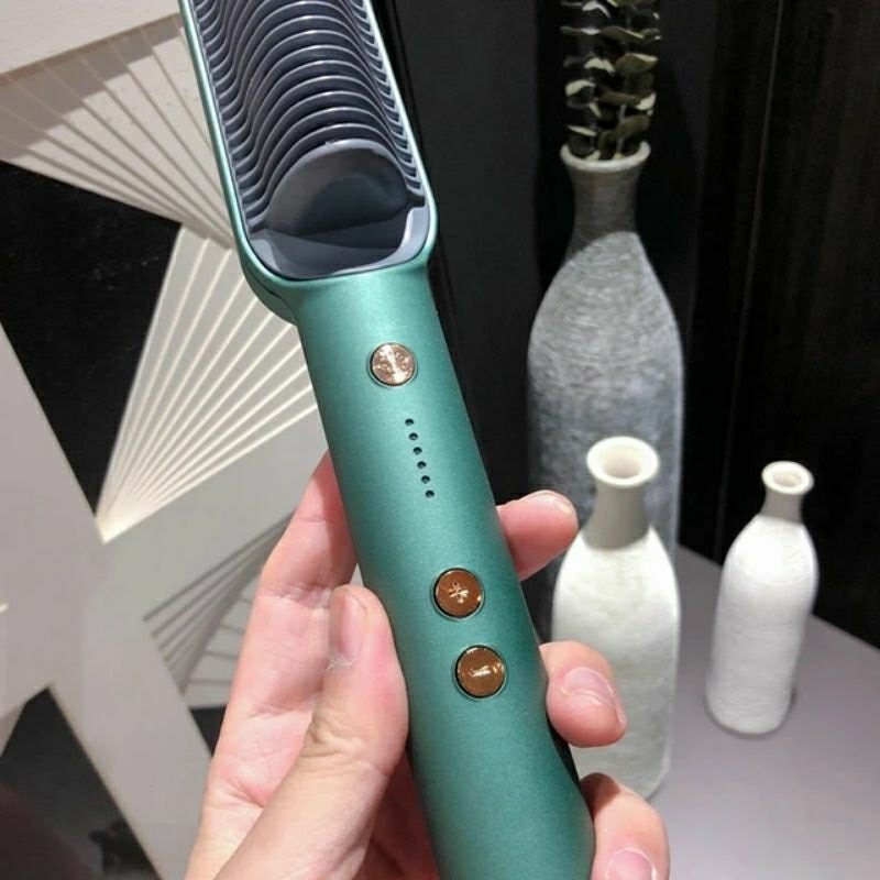 Lược điện chải tóc TEKKIN TI-158 tạo kiểu uốn thẳng 3 in 1 đa năng cao cấp chuyên nghiệp dành cho salon 6 mức nhiệt