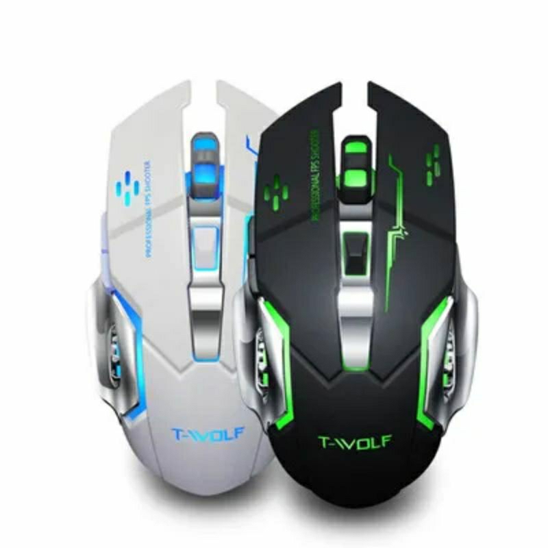 Chuột không dây gaming TEKKIN T-WOLF Wireless 2.4GHz siêu ngầu, đèn led tự thay đổi màu sắc