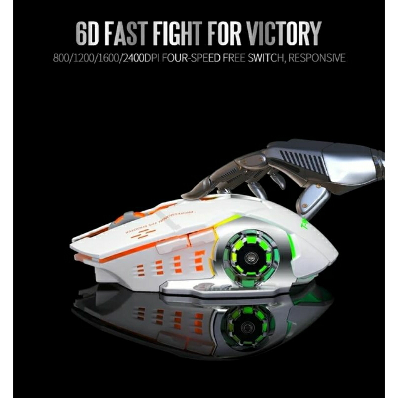 Chuột không dây gaming TEKKIN T-WOLF Wireless 2.4GHz siêu ngầu, đèn led tự thay đổi màu sắc