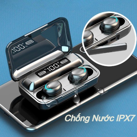 Tai nghe Bluetooth 5.0 TEKKIN F9 PRO - Nút Cảm Ứng Chống Nước - Pin Sạc 2000mah