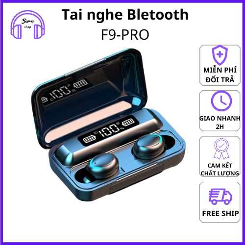Tai nghe Bluetooth 5.0 TEKKIN F9 PRO - Nút Cảm Ứng Chống Nước - Pin Sạc 2000mah
