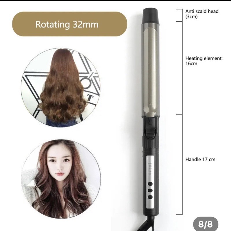 Máy uốn tóc làm xoăn xoay 360 bảo hành 12 tháng