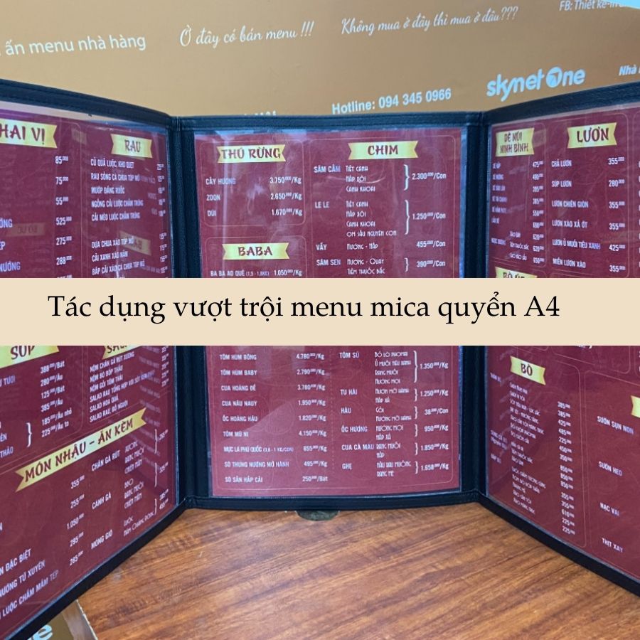 Tác dụng vượt trội menu mica quyển A4