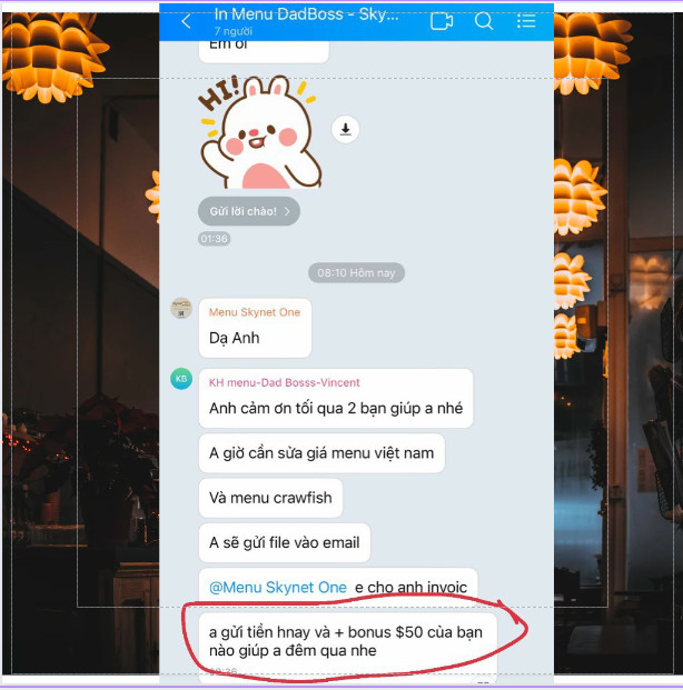 Menu nhà hàng Dadboss