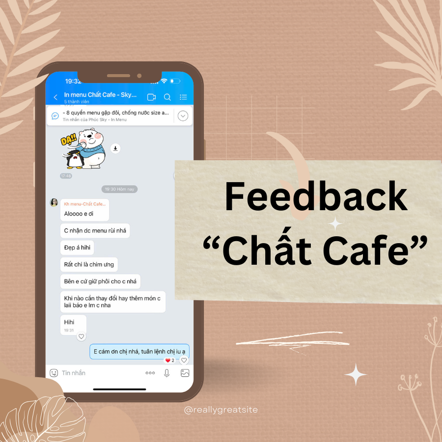 Feedback của Chất Cafe dành cho sản phẩm Menu