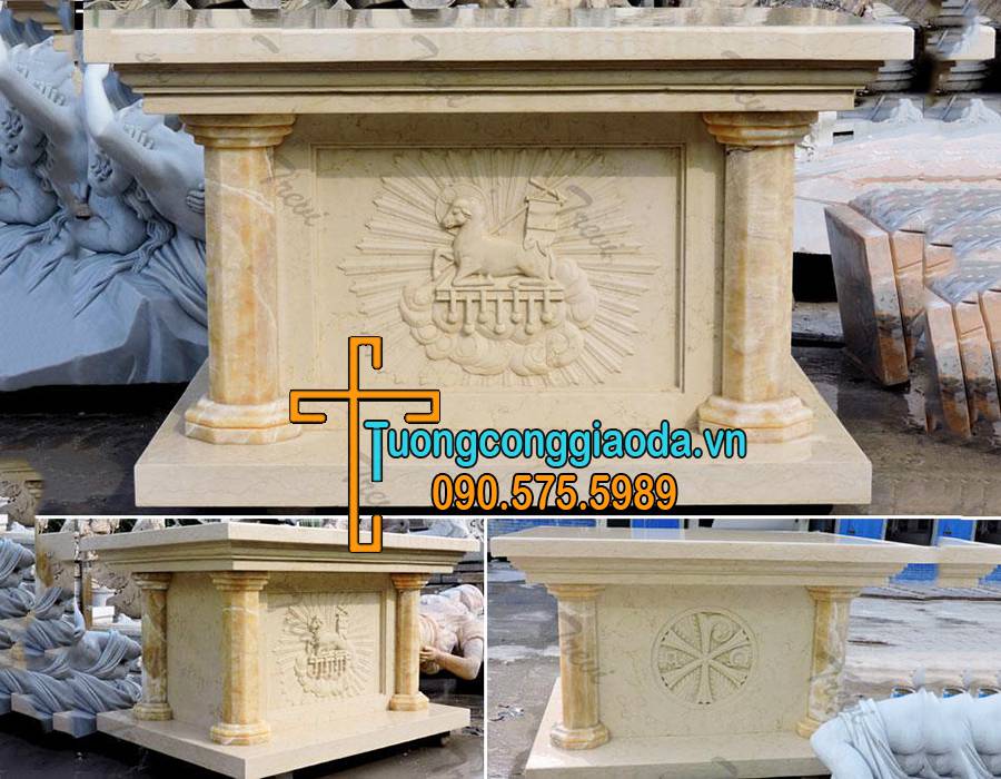 Bàn Thờ Công Giáo Đá Cẩm Thạch Vàng