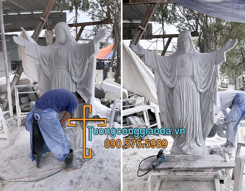 chế tác tượng chúa cứu thế bằng đá cẩm thạch nguyên khối
