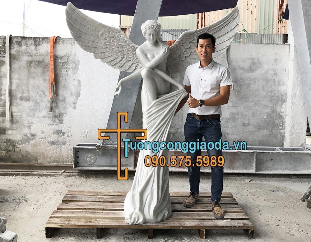 Tượng Thiên Thần Đá Đẹp Trang Trí Sân Vườn