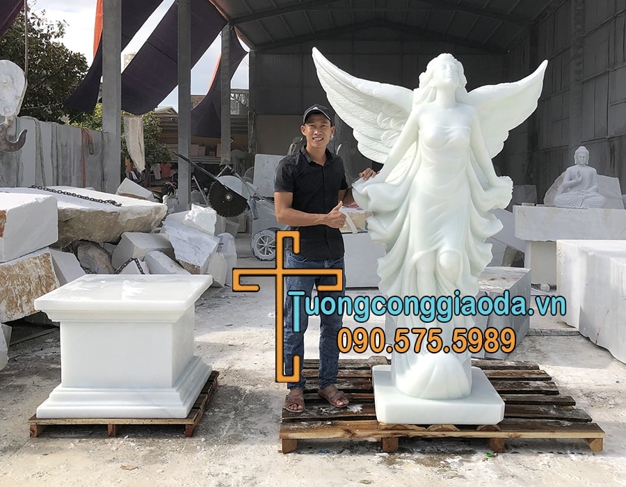 Tượng Thiên Thần Đá Đẹp Trang Trí Sân Vườn