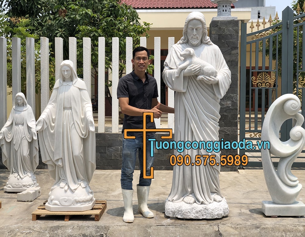 Tượng Chúa Chiên Lành Đá Cẩm Thạch Trắng Đẹp Nhất