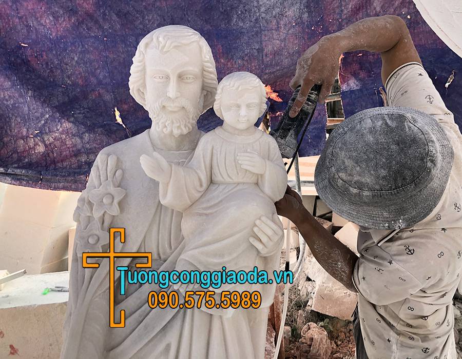 Tượng Thánh Giuse Bế Chúa Hài Đồng Bằng Đá Đẹp