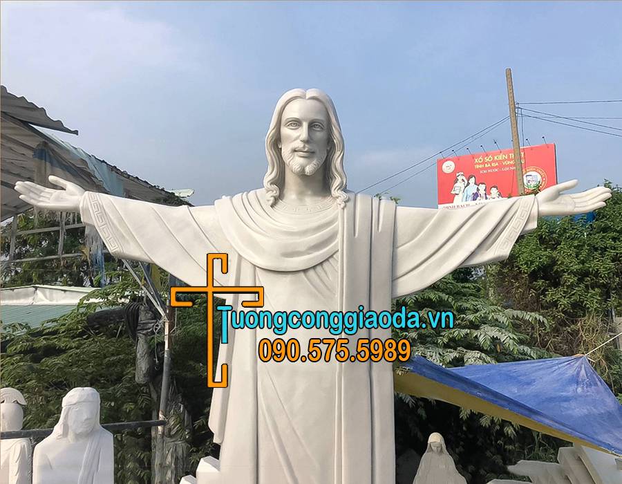 Tượng Chúa Kito Vua Mẫu Brazil Bằng Đá Trắng Đẹp