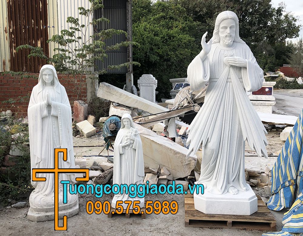 Tượng Chúa Thương Xót Đá Trắng Đẹp Nguyên Khối.