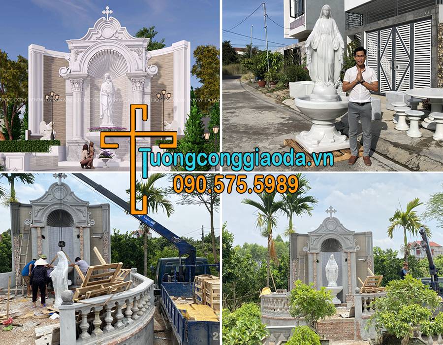 Tượng đức mẹ ban ơn đá đẹp kèm đế cao 2m3 về Bắc Giang