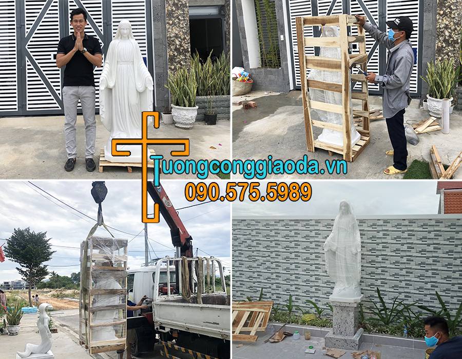 Tượng đức mẹ ban ơn đá trắng đẹp tại Sài Gòn