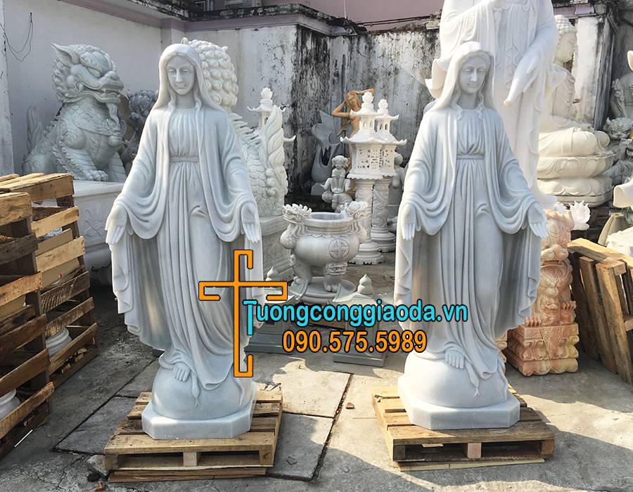 Tượng đức mẹ ban ơn đá trắng tự nhiên